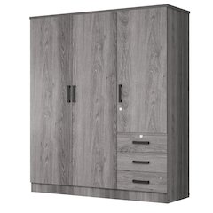 Violet Wardrobe Closet 3 Doors and 3 Drawers (Grey)
