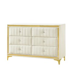 6 Drawer Dresser with Gold Legs and Trim – Fully -Assembled and Ready to Use