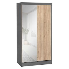 Mirror Wood Double Sliding Door Wardrobe
