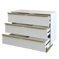 6-drawer Dresser In Mdf Wood With Gold Metal Legs And Handles in White Color