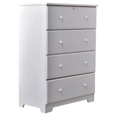 WPfurniture Isabela Collection Solid Pine Wood 4 Drawer Chest Dresser (White)