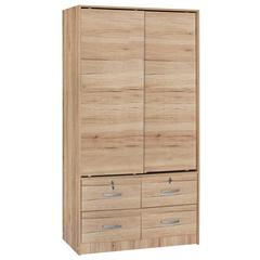 Better Home Products Sarah Modern Wood Double Sliding Door Armoire Natural Oak