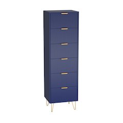 6-Drawer Lingerie Chest with Gold Metal Legs and Handles (Navy Blue)