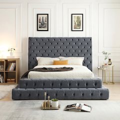 Eleonora Velvet Queen Bed - Luxurious Upholstered