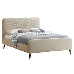 Better Home Products Roza Velvet Upholstered Queen Bed with Headboard Champaign