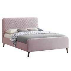 Better Home Products Roza Velvet Upholstered Queen Bed with Headboard Light Pink