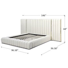Avalon Velvet Upholstered Platform Bed With Wings