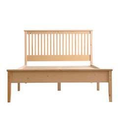 Solid Pine Wood Bed (Natural, Queen)