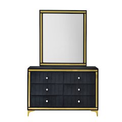 6 Drawer Dresser with Gold Legs and Trim – Fully -Assembled and Ready to Use