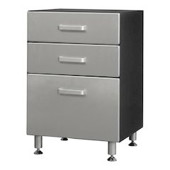 Vinyl Laminate Three-Drawer Storage Cabinet with Metal Accents for Garage