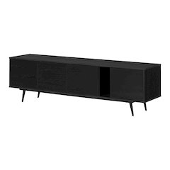 Mezzy TV Stand with Doors, Black Oak