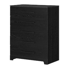 Primo 5-Drawer Chest Dresser, Black Oak