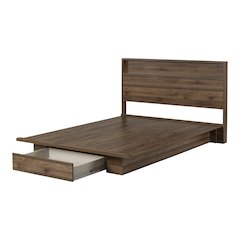 Holland Bed and Headboard Set, Natural Walnut