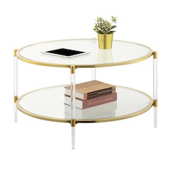 Royal Crest Acrylic Glass Coffee Table, Clear/Gold