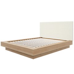 Julian 2-Piece Upholstered Bed Set In Brown Oak and Mist Grey