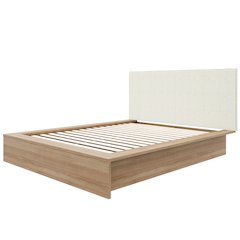 Bardot 2-Piece Upholstered Bed Set In Brown Oak and Mist Grey