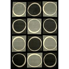 Terra Checkers Black/Grey/Ivory Area Rug, 7'9" x 10'6"