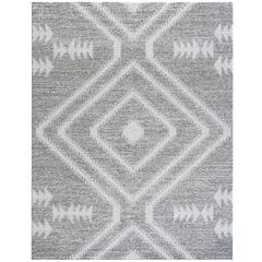 Granada Galen Gray and Ivory Olefin Shag Area Rug, 5'3" x 7'6"