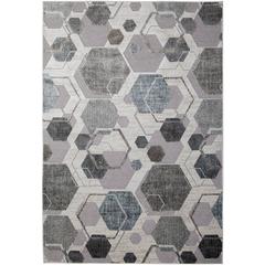 Napa Elio Grey/ Blue/ Multi Geometric Area Rug, 7'10" x 10'10"
