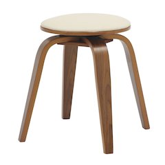 Modern Wooden Dining Stool, Walnut Color in Light Taupe