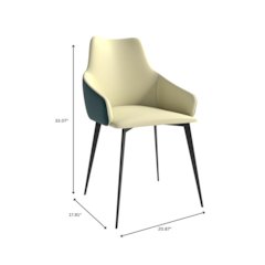 Sonnet Series Modern Dining Chair in Cream/Green - Set of 2