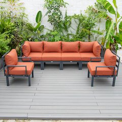 Chelsea 6-Piece Patio Sectional Black Aluminum With Cushions