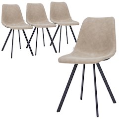 Markly Modern Leather Dining Chair With Metal Legs in Taupe Set of 4