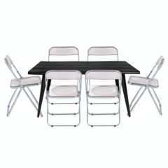 7-Piece Acrylic Folding Dining Chair and Rectangular Dining Table Set