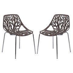 Modern Asbury Dining Chair w/ Chromed Legs, Set of 2