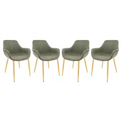 Markley Modern Leather Dining Arm Chair With Gold Metal Legs Set of 4