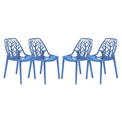 Cornelia Modern Spring Cut-Out Tree Design Stackable Dining Chair