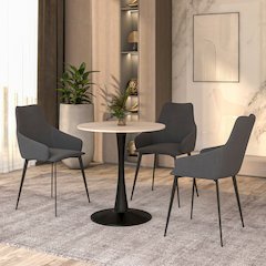Bristol 24" round dining table Black base with marbled MDF top