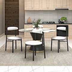 Lume Collection Modern Dining Chair in White