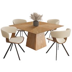 5-Piece Dining Set with Square Wooden Table