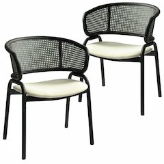Ervilla Dining Armchair in Black Steel Frame Set of 2