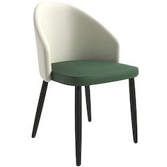 Modern Dining Seat in Toupe, with Green Fabric Seat  Set of 4