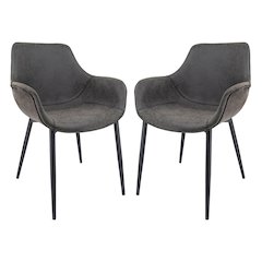 Markley Modern Leather Dining Arm Chair With Metal Legs Set of 2