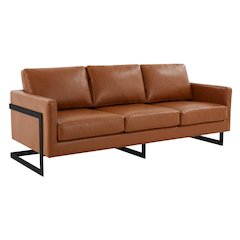 Lincoln Brown Leather Sofa With Black Frame