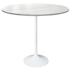 Bar Height Table White Base with 48" Round Marble White Sintered Stone Top