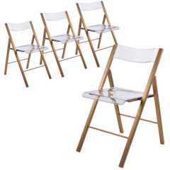 Menno Mid-Century Modern Acrylic Folding Chair Set of 4