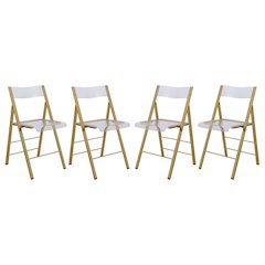 Menno Modern Acrylic Gold Base Folding Chair, Set of 4