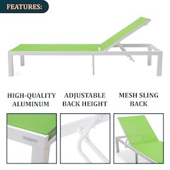 Marlin Modern White Aluminum Outdoor Patio Chaise Lounge Chair