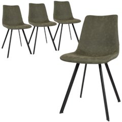 Markley Modern Leather Dining Chair With Metal Legs Set of 4