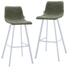 Elland - Bar stool - Olive Green- White Base Set of 2