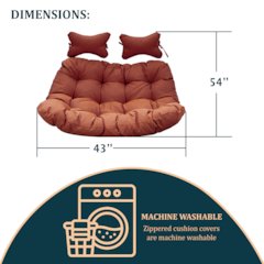 Wicker 2 Person Double Folding Hanging Egg Swing Cushion