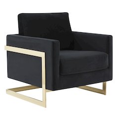 Lincoln Velvet Accent Armchair With Gold Frame