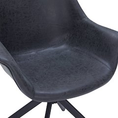 Markley Modern Leather Dining Swival Arm Chair in Black