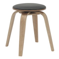 Modern Wooden Dining Stool, Washed Walnut Color in Black