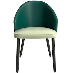 Paradiso Collection Modern Dining Seat in Green, with Light Grey Fabric Seat