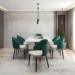 Paradiso Collection Modern Dining Seat in Green, with Light Grey Fabric Seat